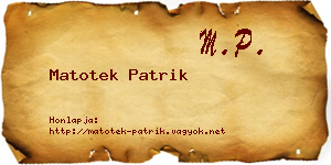 Matotek Patrik névjegykártya